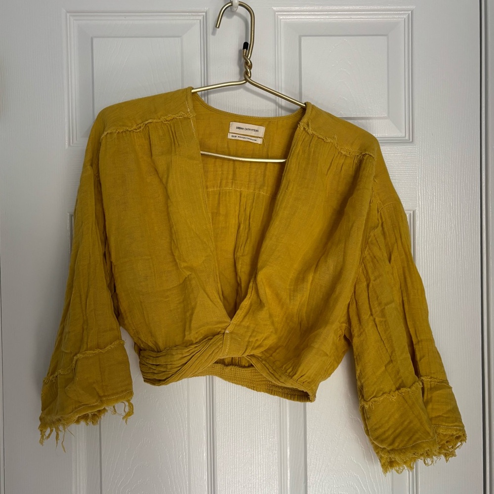 Urban Outfitters Mustard Yellow Cropped Blouse
